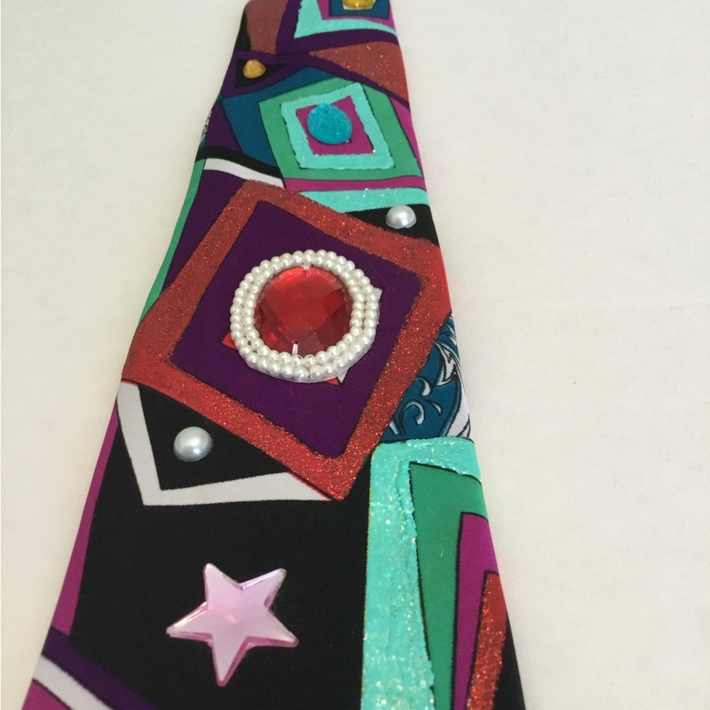 Multicolor Geometric Pattern Tie - Picture 8 of 14